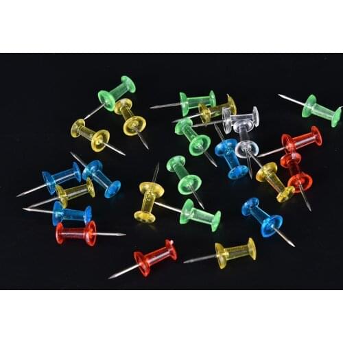 100PCS Push Pin Assorted Transparent Colorful Making Thumbtack Pins Cork Board Office School Stationery