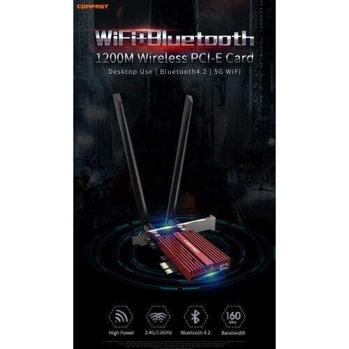 1200Mbps Wireless-AC 8265 PCI Express PCi-e Desktop WiFi Adapter + Bluetooth 4.2 for Intel 8265AC Wireless Card for Win7 8 10