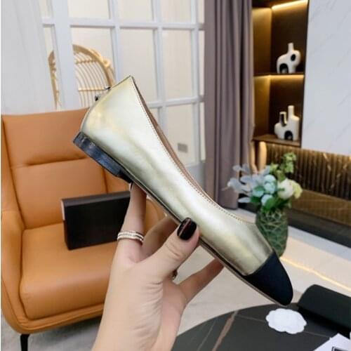 2021Luxury High-quality Sheepskin Metal Decoration Womens Shose Paired With Luxury Brand Design Goatskin Comfort Flat Fisherman