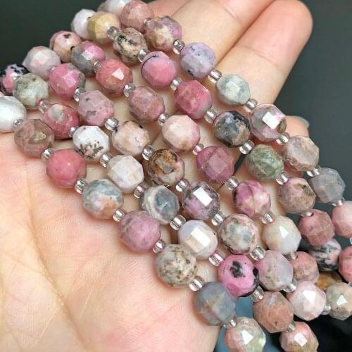8MM Natural Faceted Rhodochrosite Stone Accessories Beads Loose Spacer Beads For Jewelry Making DIY Bracelet Necklace 7.5"Inches