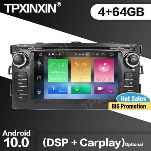 64GB Car Radio 2 Din Stereo Receiver Android For Toyota Auris 2006 2007 2008 2009 2010 2011 2012 GPS Multimedia Player Head Unit