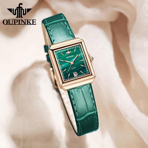 OUPINKE Swiss Quartz Movement Waterproof Ladies Watch Luxury Green Wrist Watch Sapphire Watch for Women relogio feminino