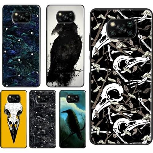 Raven Crow Skull pattern Case For POCO X3 Pro M3 F1 F2 F3 Coque For Xiaomi Mi 11 Ultra Note 10 Lite Mi 9T 10T Pro