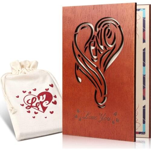 Wooden Anniversary Card, Wooden Anniversary Gift, Wooden Love Card, Wooden Romantic Greeting Gifts Cards, Anniversary Card