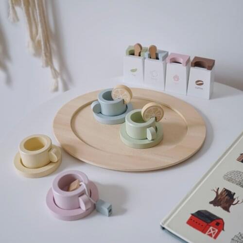 Wooden Children Play House Toy Early Education Toys Simulation DIY Tea Set Game Teapot Kitchen Set Tea Household Playing Toy Set