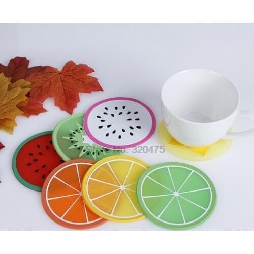 DHL 500pcs Coaster Fruit Shape Silicone Cup Pad Slip Insulation Pad Cup Mat Pad Hot Drink Holder