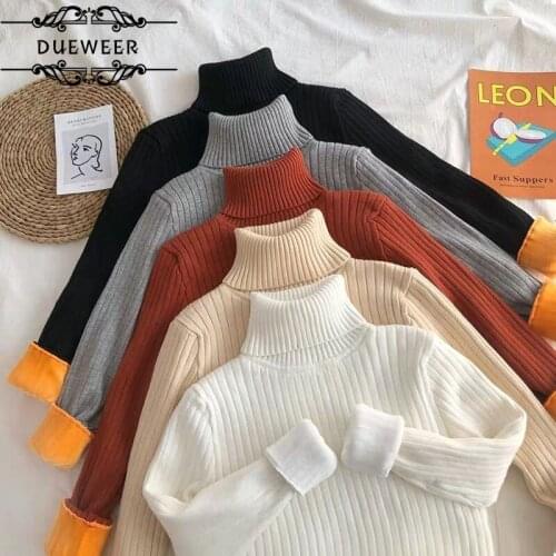 Dueweer Womens Clothing Sweaters Tops Turtleneck Woman Sweater Brown Top Green Jumper Pullover