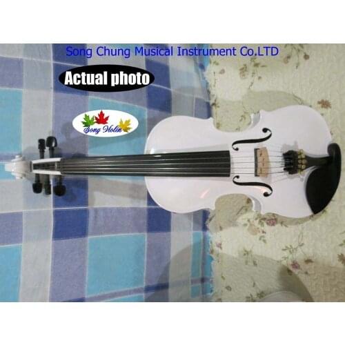 White colors 5 strings 4/4 electric violin +Acoustic violin #7770