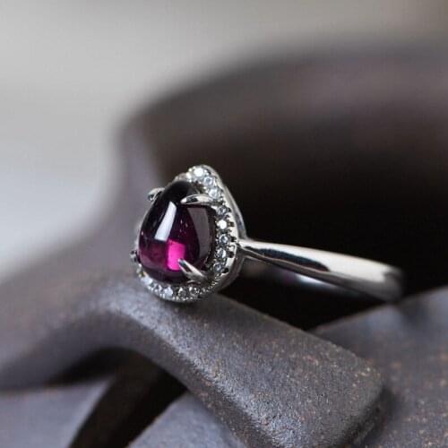 FNJ 925 Silver Ring for Women Jewelry 100% Original Pure S925 Sterling Silver Rings Ruby Natural Garnet