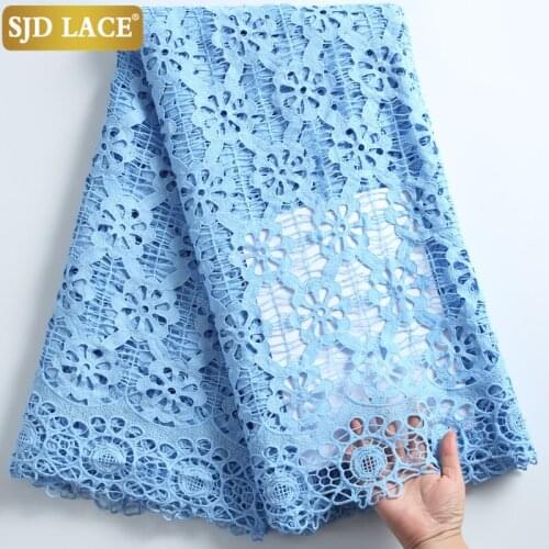 SJD LACE Wedding Tissue African Lace Fabric With Stones Water Soluble Nigerian Guipure Cord Lace Fabric High Quality SewingA2269