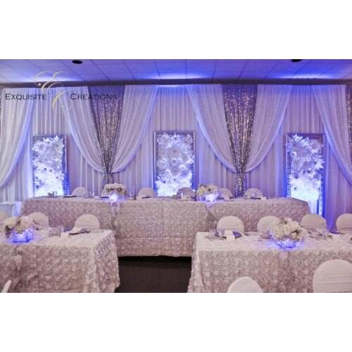 Lastest 2019 White Wedding Backdrop with Shiny Silver Sequin with size 3M x 6M