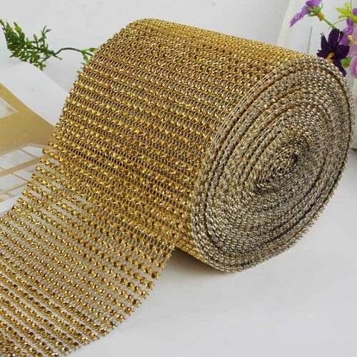 Fashion Crystal Diamond Mesh Arranged Rhinestone Ribbon For Bouquets Candle Holder Vases Wedding Party Home Decoration