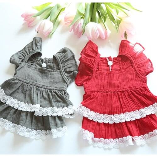 Summer Red Cute Princess Cat Dress Dog Dresses for Small Dogs Luxury Pets Clothes Thin Gray Dog Costumes