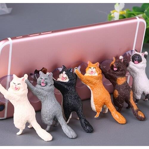 1pc Multifunction Children Model Building Figurines Small cat Universal Phone Holder Stand Sucker Tablets