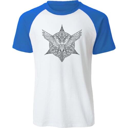 2019 Summer Cotton Tops Odin Vikings Tshirt Men Ragnar Raven T Shirt O-Neck Raglan Short Sleeve Mens T-Shirt Viking legend Tees