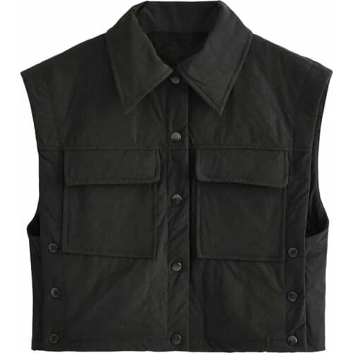 XEASY 2021 Autumn Women Elegant Black Streetwear Short Vest Female Vintage Slim V-Neck Single-breasted Casual Waistcoat Chic Top