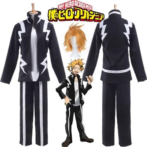 Anime Boku No Hero Academia My Hero Academia Kaminari Denki Wigs Cosplay Costume School Uniform Men Battle Costume Role Play