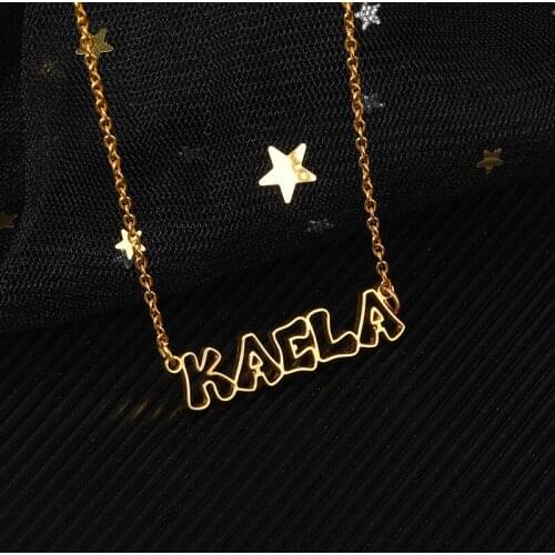 Personalised Outline Name Necklaces For Women Cute Nameplate Jewelry Gold Stainless Steel Necklaces Christmas gift BFF