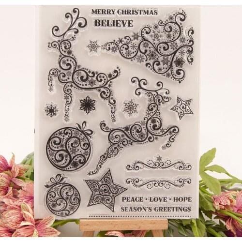 Christmas Reindeer Transparent Clear Silicone Rubber Stamp Scrapbooking Card