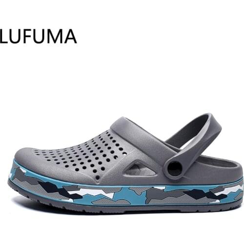 Brand Men Sandals Black Garden Casual Aqua Clogs Hot Male Band Sandals Summer Slides Beach Swimming Shoes Slippers