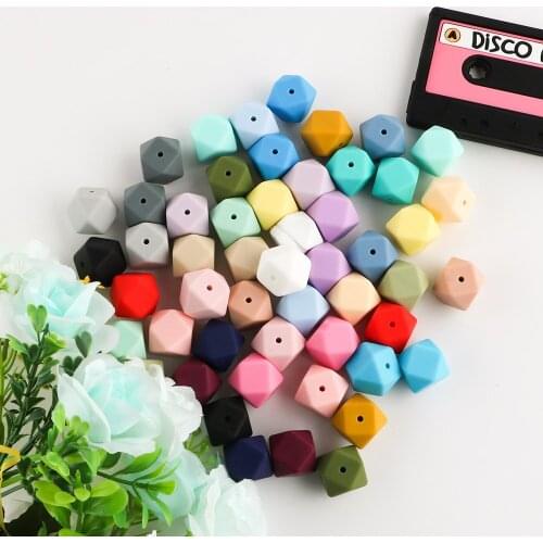 Kovict 17mm 50Pcs Hexagon Silicone Beads Food-Grade Baby Silicone Dentition For Necklace Making rodent