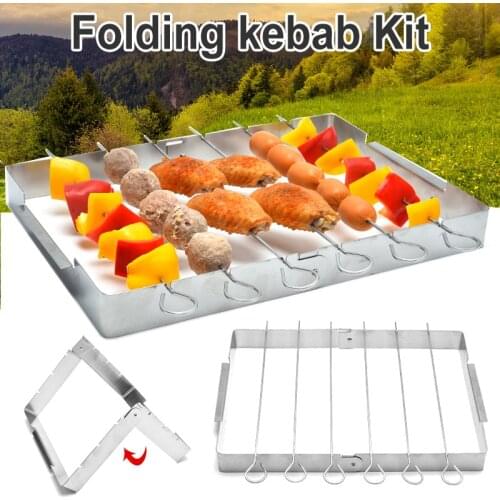 Stainless Steel Foldable Grill Kit Camping Simple Barbecue Grill for Outdoor BBQ Tool Kit TS2 Barbecue kit multi-functional use