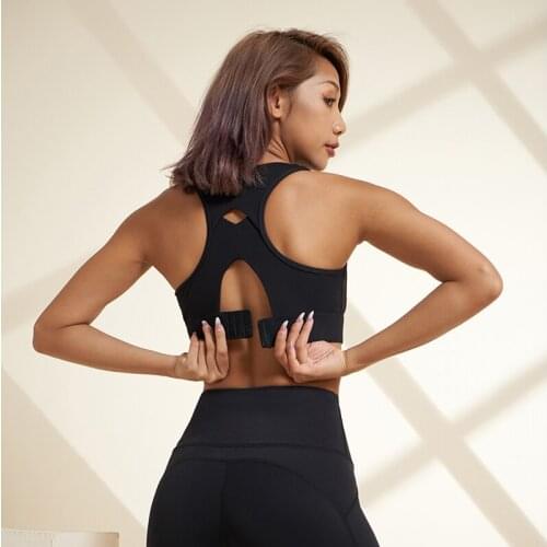 Sports Bra Fixed Pads Beauty Back Racerback Black White Daily Workout Yoga GYM Running Vest