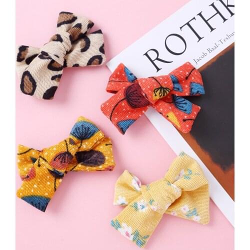 Bowknot Hairpin for Baby Girl Flower Printed nylon Barrette fashion design clips 12 style for chirdren gift hair Accessories