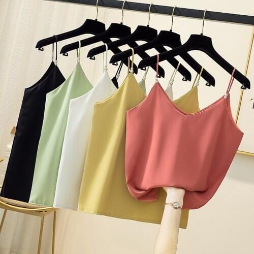 40-100kg Summer Chiffon Camisole Women Camis Tops Female Sleeveless Blouses Tees Tanks Tops with Pearls Straps Girls