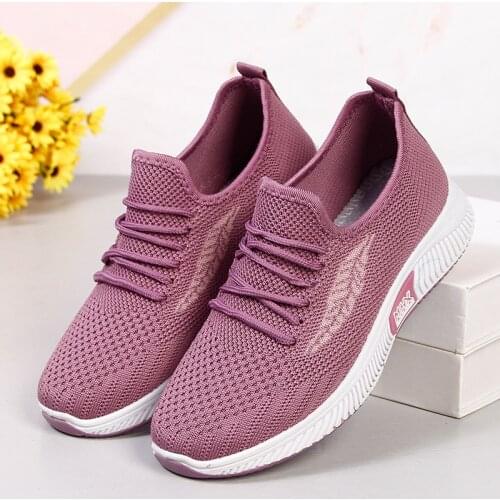 Women Loafers Leaves Shoes Knitted Flats Comfort Female Breathable Mesh Slip On Footwear Casual Ladies Sneakers 2021 Spring