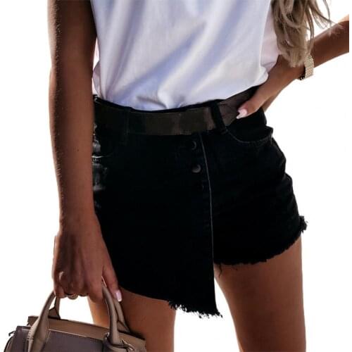 Womens Mini skirts Shorts Mid Waist Fake Skirt Multi Breasted Fake Skirt Denim Shorts Bottoms