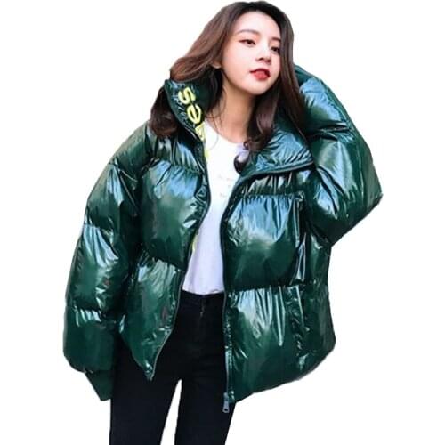 Women Parkas Jacket Bubble Jacket Winter 2019 Womens New Fashion Glossy letter embroidery Cotton Jackets Ladies Warm Overcoat
