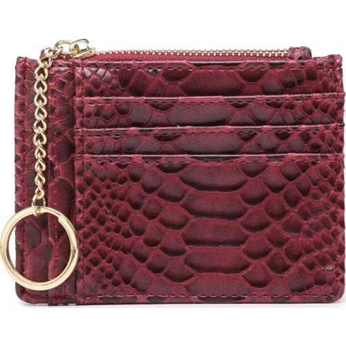 Women Card Holder Zipper with Keychain Snake Pattern Multifunctional Serpentine Card Holder Zipper Coin Pocket Key Ring