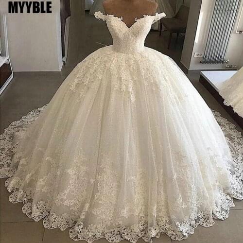 MYYBLE Vintage Vestidos De Novia Casamento 2021 Bridal Gowns Ball Gown Lace Applique Wedding Dress Robe De Mariee Trouwjurk