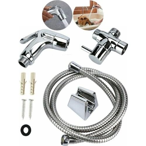 1 Set Bidet Sprayer Toilet Bathroom Flush Handheld Shower Head Nozzle Hose Set Home Bathroom Bidet Parts Cleaning Dead Corner