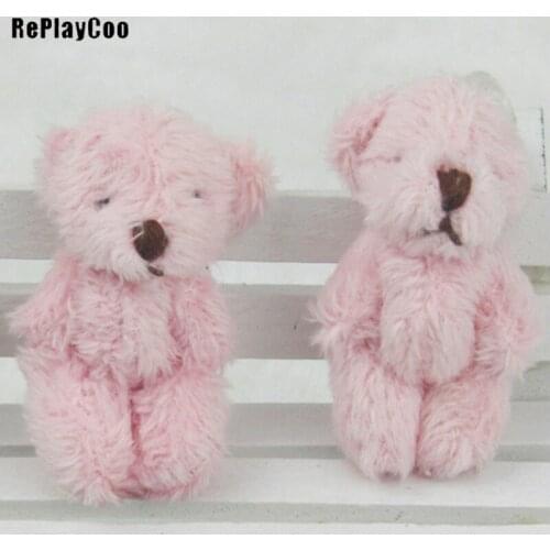 100PCS/LOT Mini Teddy Bear Stuffed Plush Toys Small Bear 4.5cm pink Stuffed Toys pelucia Pendant Kids Birthday Gift PartyGMR033