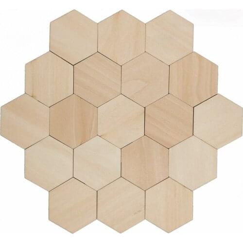 100pcs 90mm Hexagon DIY Wood Ornaments for Crafts Blank Wooden Ornament for DIY Craft Home Decoration