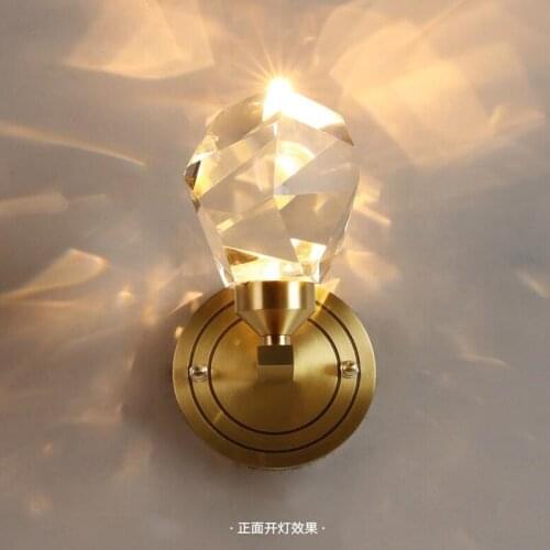 2021 Modern LED Crystal Wall Lamp Copper Living Room Bedroom Bathroom Light Projection Luxury TV Wall Light Bar Home Decor Light