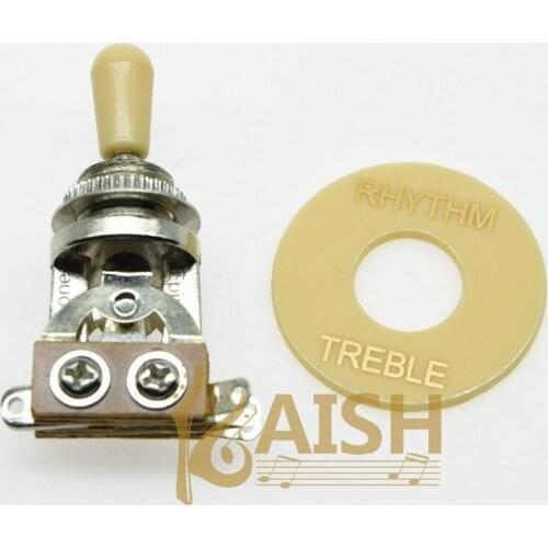 KAISH Guitar 3 Way Toggle Switch Chrome with Cream Tip and Plate for LP SG