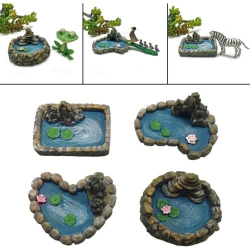 4pcs Miniature Garden Pond Fairy Garden Ornaments for DIY Micro Landscape