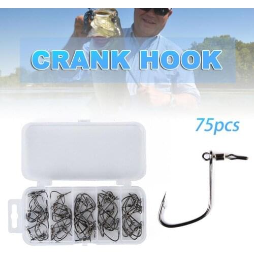 75Pcs/Set Portable Fishing Swivel Crank Hook Kit for Angling Fishing hook