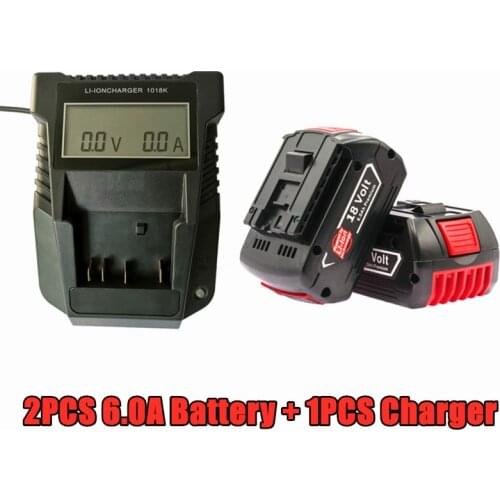 With Display 3A Charger 18V6.0A Rechargeable Li-ion Battery For Bosch 18V Power Tool Backup 6000mah Portable Replacement BAT609