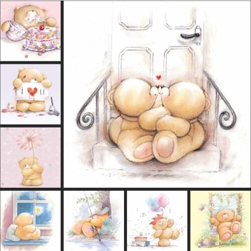 5D DIY Diamond Painting Cartoon Animals Forever Friends bear Rhinestones Embroidery Cross stitch Wall Sticker Home Decor gifts