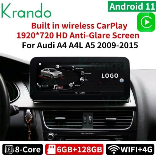 Krando Android 10.0 10.25"for Audi A4 2009-2015 car radio samochodowe android navigation multimedia system player touch screen