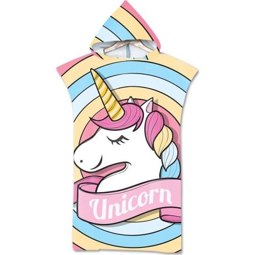 Unicorn Cape Hooded Bath Towel for Adults Quick-Dry Unicorn Pink Robe Poncho for Swimming Beach Surf Woman Bathrobe Beachwear
