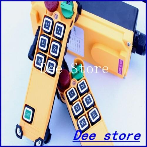 Free Shipping 6 Channel 1 Speed 2 transmitters Hoist Crane Truck Radio Remote Control Push Button Switch System with E-Stop