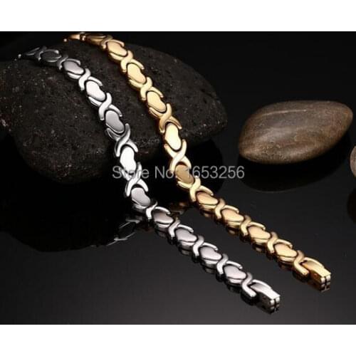 Gold 316L Stainless Steel Mens Fashion Heart Link Chain Bracelet 9mm 8.26