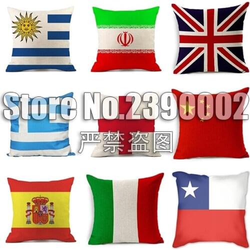 National flag Pillow Case Plush Decor United States Japan United Kingdom Sweden Switzerland Cushion Cover Car Sofa Pillowcase