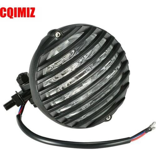 Black Motorcycle Aluminum Old School Scalloped Vintage Finned Grill Headlight For Harley Chopper Bobber Cafe Racer