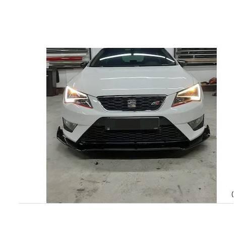 FOR Seat Leon FR Front Lip Voltex Flaplı Bright Black 3 piece
